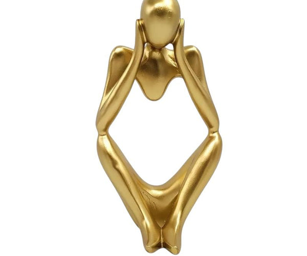 Escultura Pensante Adorno Figura Dorada