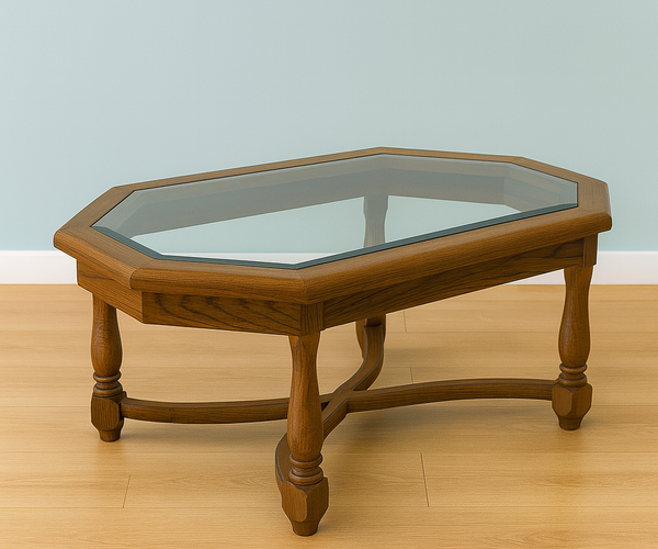 Mesa de Centro Octagonal con Vidrio