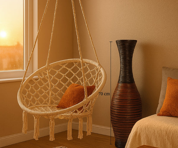 Silla con Forma de Hamaca de Macramé