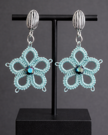 Aro con Técnica en Frivolité Turquesa Platinado