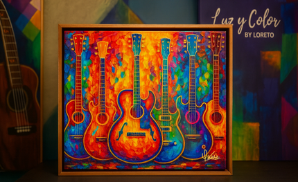 Pintura de Guitarras arte pop en acrílico