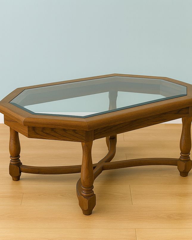 Mesa de Centro Octagonal con Vidrio