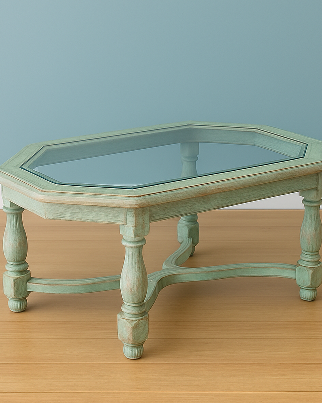Mesa de Centro Octagonal con Vidrio