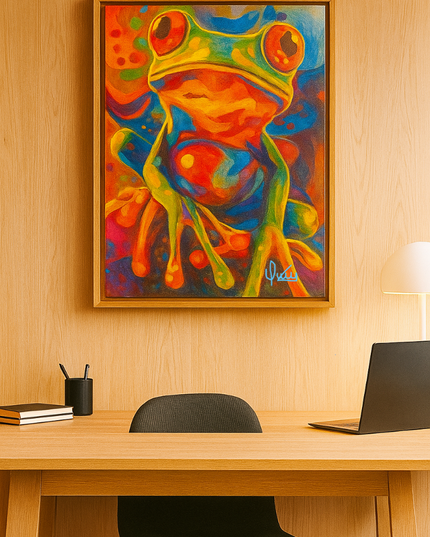 Pintura de Rana Arte Pop en acrílico