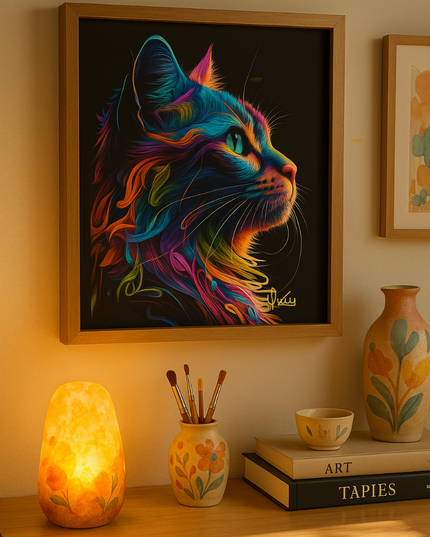 Pintura de Gato arte pop en Acrílico