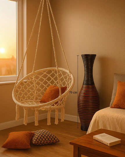 Silla con Forma de Hamaca de Macramé