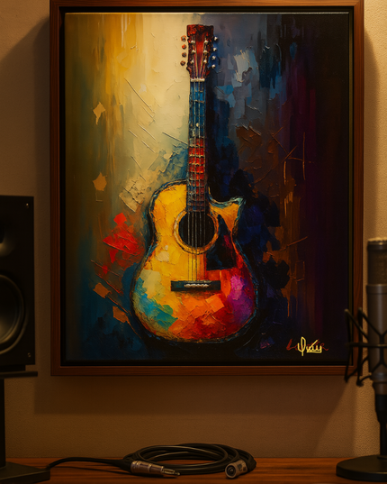 Pintura de Guitarra arte pop en acrílico