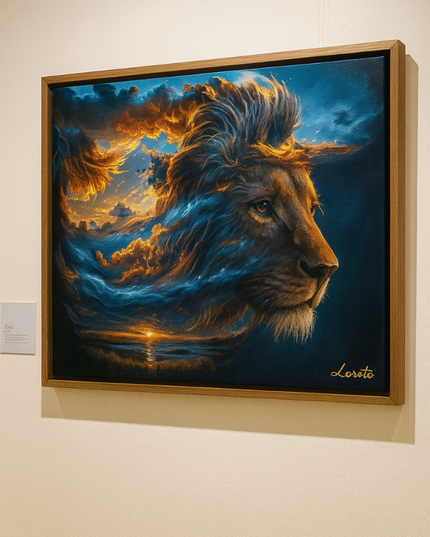 Pintura de León arte pop en acrílico
