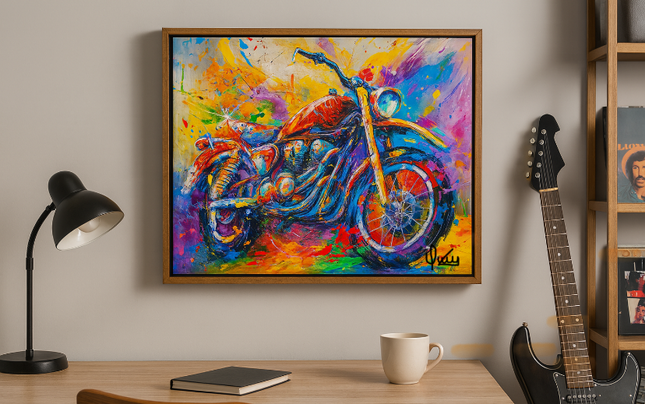 Pintura de Motocicleta arte pop en acrílico