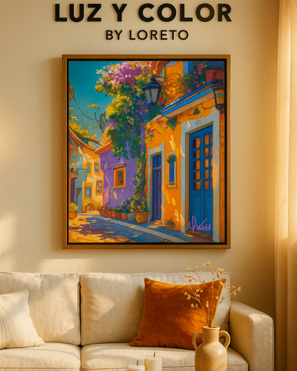 Pintura de paisaje colorido de casas